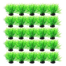 Aquarium Fish Tank Plastic Decoration Vivid Plant Ornament Green Black 20pcs