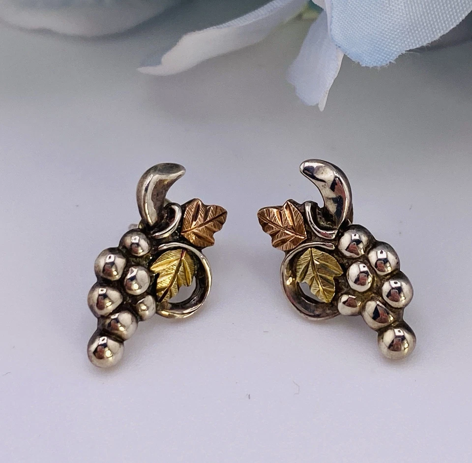 Sterling Coleman Black Hills Gold 12K Stud Earrings .75 In 3.4 Grams Signed CCO - Image 3 of 4