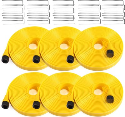 Sprinkler Hose 25 ft 6-Pack, Flexible Sprinklers Soaker 25ft 6pack, Yellow 