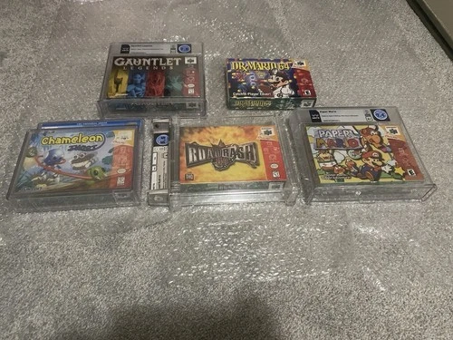 5x N64 Sealed Lot: Paper Mario, Dr. Mario, Chameleon Twist, Gauntlet, Etc.