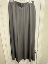BCBG MAXAZRIA Large Gray Pleated Lined Skirt Elastic Waist Side Zip Flowing