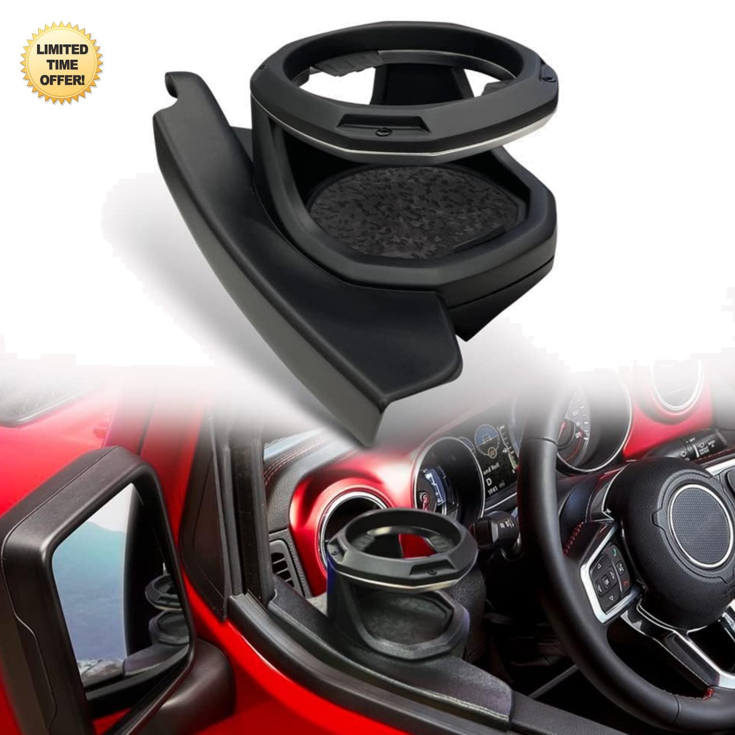 MHG-037 Jeep Wrangler JL Gladiator JT Left Side Silicone Cup Holder