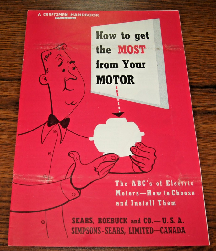 Sears Craftsman Handbook How to get the MOST from Your MOTOR book CAT. NO 9-1900