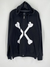 Fruit of the Loom Black Skull Print Zip-Up Hoodie size L