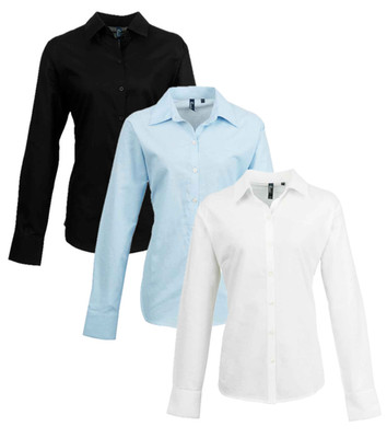 Damen Langarm Oxford Hemd Premier Signature Bluse Größen: 8 - 24