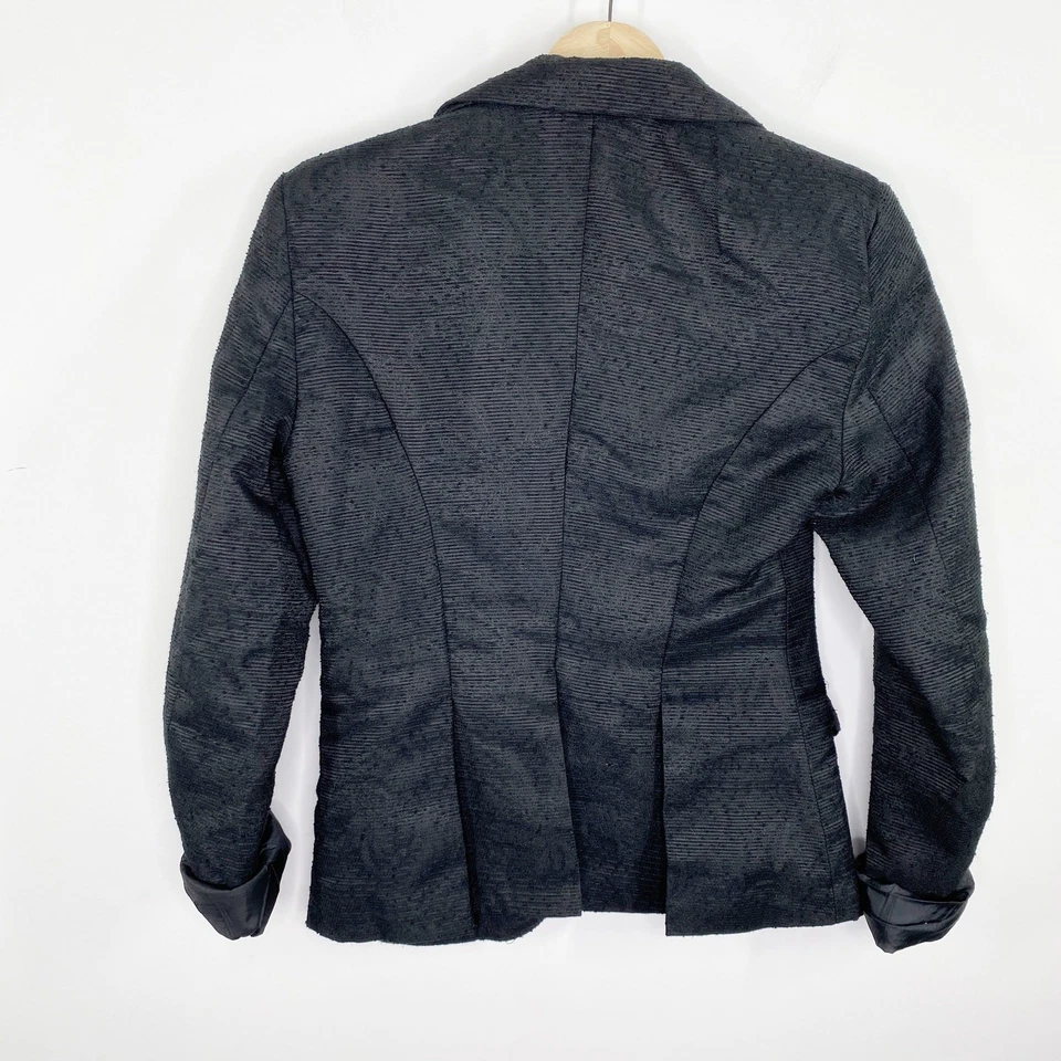 Studio M Black One Button Notch Lapel Blazer Jacket Women's Size X-Small XS - Image 2 of 4