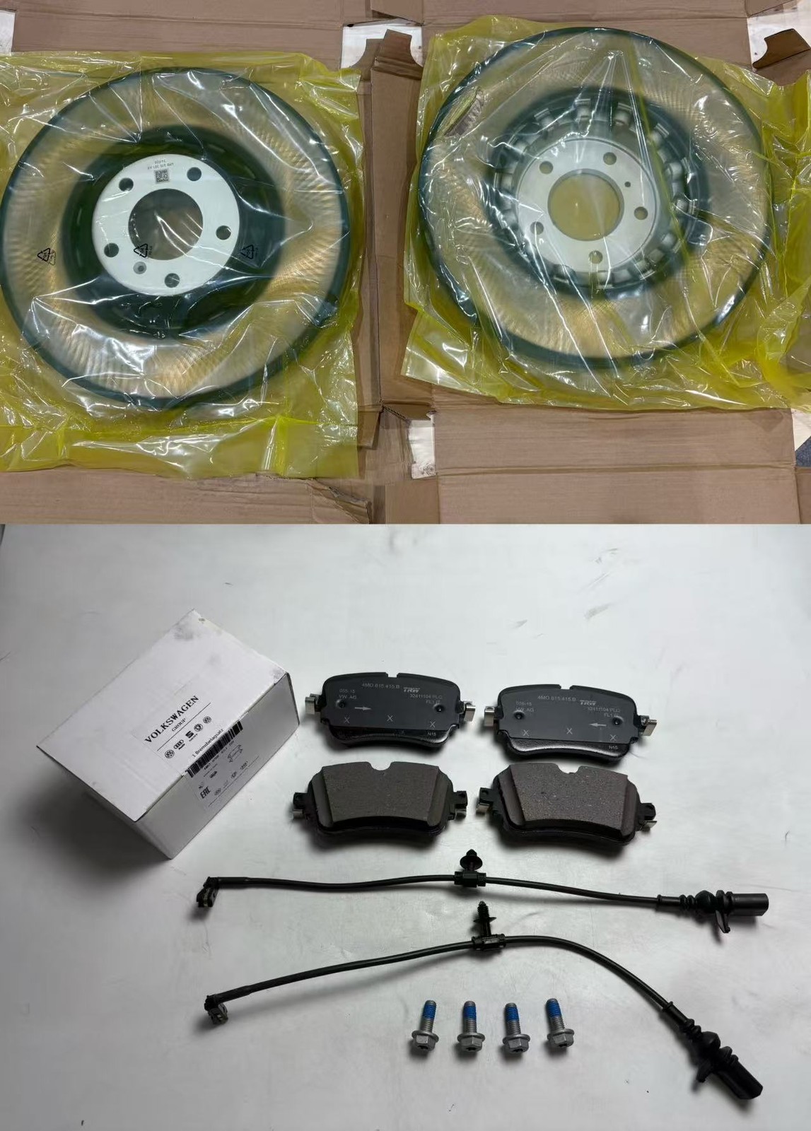OEM Rear Coated Disc Brake Rotors & Rear Disc Brake Pads For Audi Q7 2016-2023
