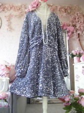 Boohoo size 24 silver sequin velvet long sleeve occasion dress