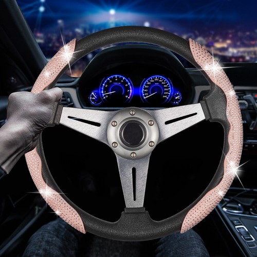 Bling Shiny Rhinestone 2pcs Car Steering Wheel Cover Easy Wrap Non Slip - Foto 14