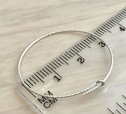 Pendiente aro con cuentas redondas brillantes de plata de ley de 30 mm de 10 piezas años E70 - Imagen 2 de 2