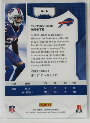 2021 Playoff Kickoff #4 Tre-Davious White Buffalo Bills