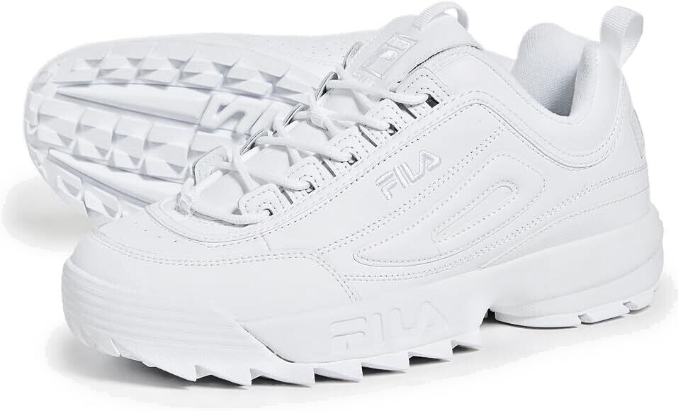 Fila Men's Disruptor II TRIPLE WHITE Lightweight Comfort Shoes Authentic New