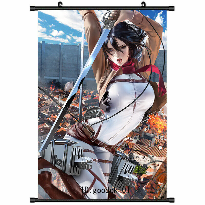 Attack on Titan Home Decor Anime Shingeki no Kyojin Cosplay Wall Scroll  Poster Fabric Painting Mikasa Ackerman 23.6 X 35.4 Inches-140