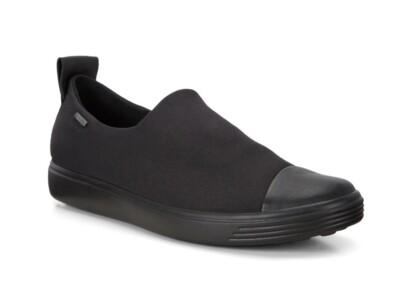 ECCO Women's Soft 7 W GTX Gore Tex Slip-On Size 36 Black on Black Cap Toe New