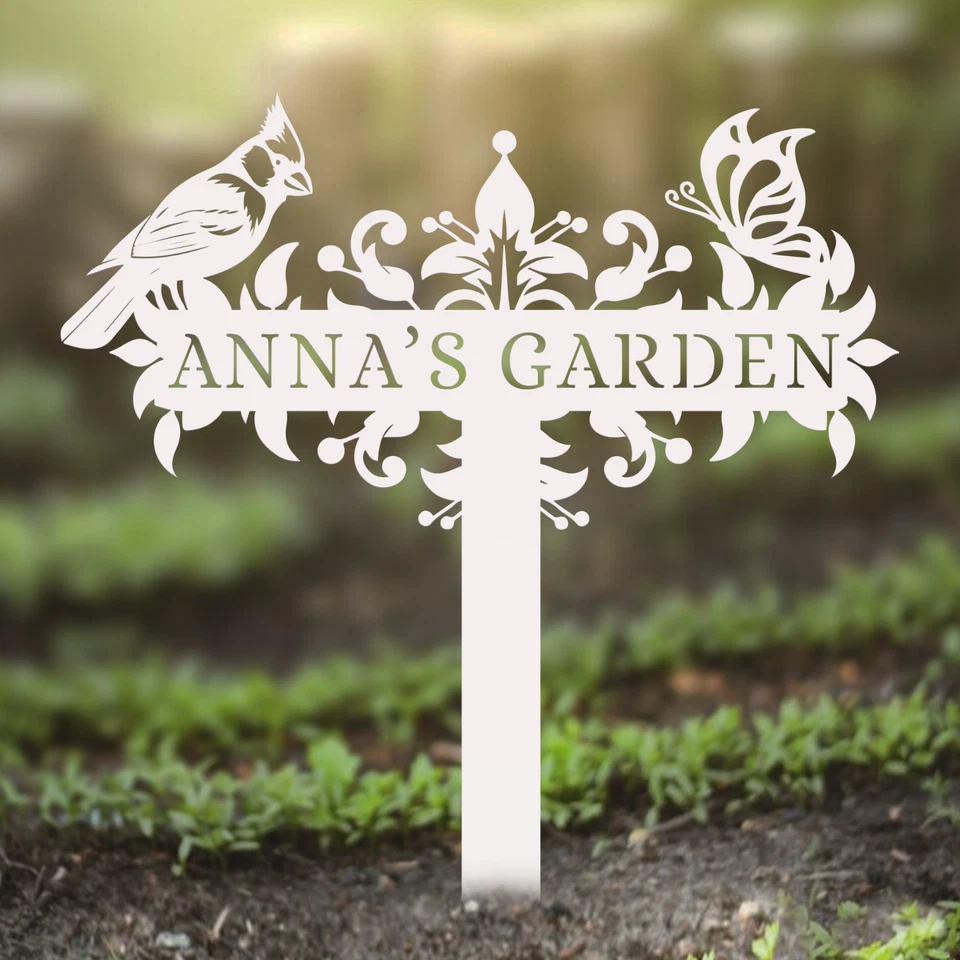 Custom Cardinal Bird Garden Stakes, Grammys Garden Sign, Outdoor Floral Metal - Image 3 of 4
