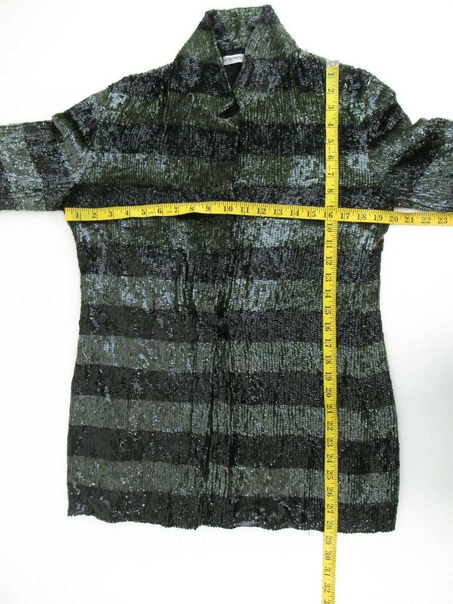 NWT EMPORIO ARMANI Women's One Button Sequin Stripe Cardigan Size