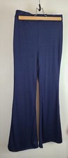 Women's Blue Flared Stretch Leggings Size Medium High Rise Comfy Lounge Dressy