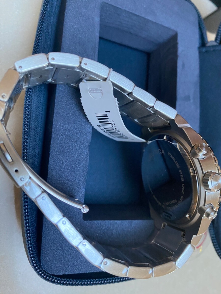 Nautica NST 700 Chronograph Watch Blue Face Stainless Steal 45mm