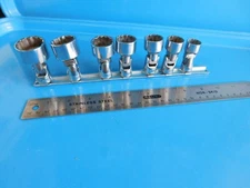USED,SNAP ON 3/8 DR. 12 PT. UNIVERSALS 5/8, 11/16, 3/4, 13/16, 7/8,15/16,  1 IN.