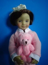 Mini lt. pink teddy bear for Effner Little Darling, Riley Kish, or 7-14" doll  