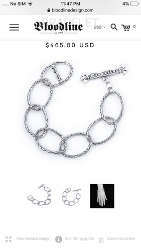THE ETERNAL VINE OVALE CORDOLO LINK di BLOODLINE BRACCIALE Argento Sterling 20mm Sini - Foto 2 di 10