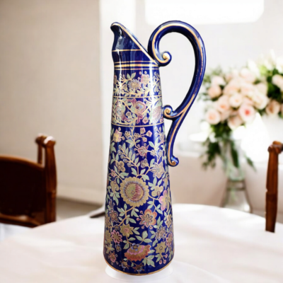 Royal Doulton Cobalt Blue Glaze Floral Pattern Accented with Gold