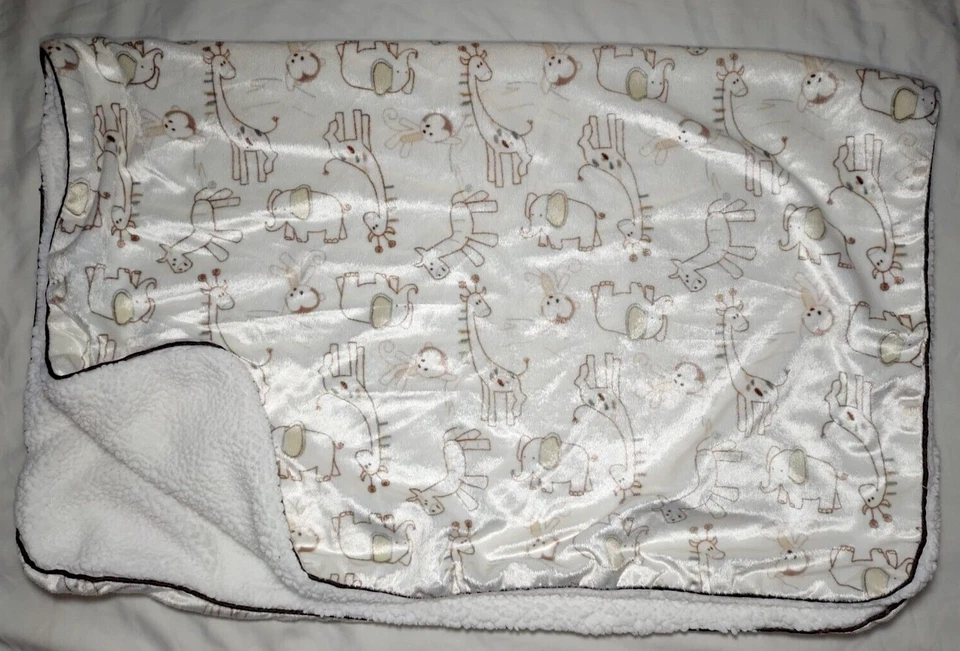 Manta SL Home Fashions Beige Jungle Safari Marrón Blanco Sherpa Lovey RN 119741 Foto 4 de 4