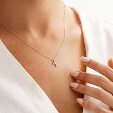 14K Gold Plated Cross Necklace for Women Dainty Layered Chain Pendant Jewelry