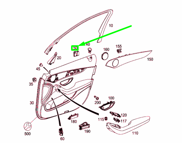 MERCEDES-BENZ C W205 Türverkleidungsclip vorne rechts A0019915498