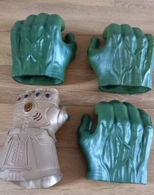 Marvel Thanos Cosplay Infinity Gauntlet & 1 und 1/2 Paar Gummi Hulk Fäuste