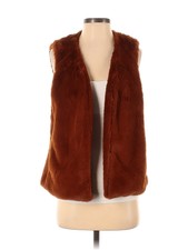 Stella & Dot Women Brown Faux Fur Vest Xs