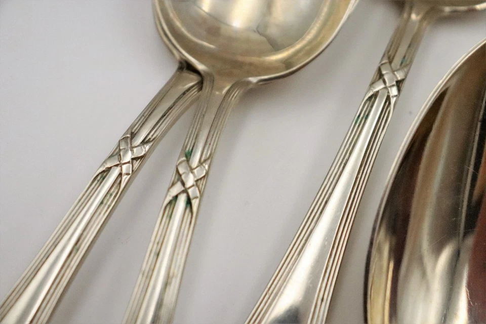 Antik GW Gowe Alpacca Menülöffel 22 cm 6 Stück - Design Kreuzband #V1 - Bild 4 von 4