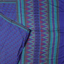 Vintage Blue Sarees 100 Pure Silk Floral Printed Indian Sari 5YD Craft Fabric