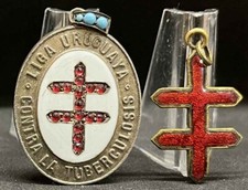 Uruguayan antique tuberculosis league ladies committee Lorraine cross EXTRA RARE