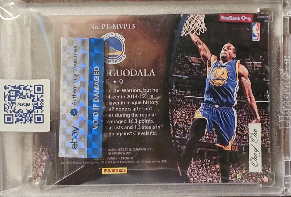 2016-2017 Panini Eternal Final Jugador Más Valioso Camiseta Andre Iguodala Uno de Uno Foto 2 de 4