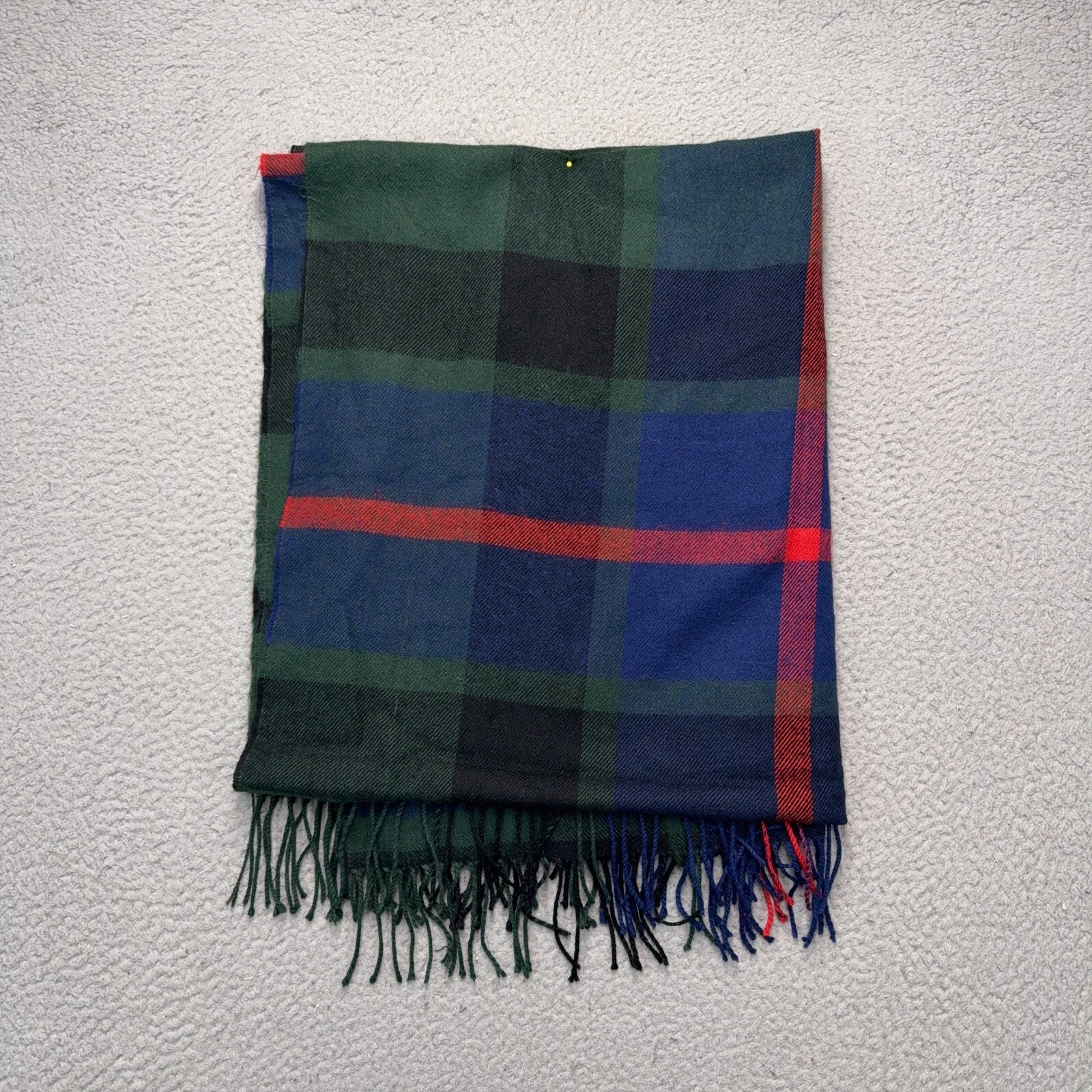 Mark & Graham Wool Wrap Scarf Blue Green Red Plaid 80 in x 64 in MCD Monogram
