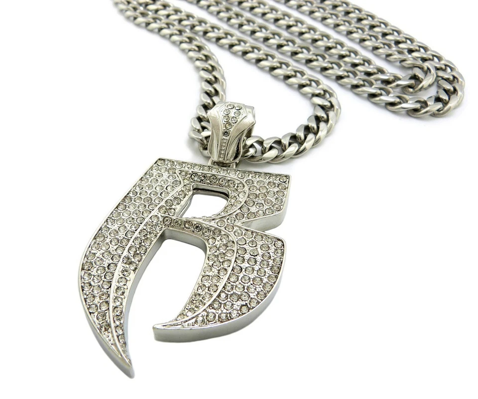 PIEZA ICE BLING RUFF RYDERS CON CADENA CUBANA ACERO INOXIDABLE 6mm 30" Foto 2 de 2