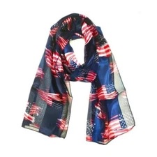 TIGERSTARS PATRIOTIC AMERICAN FLAG NAVY SATIN SCARF