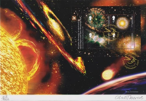 GB Ltd Ed #117/950 Painting FDC: 2002 Astronomy- 'Whirlpool of Stars' By C Moore