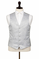 Taylor  Wright Silver Waistcoat Mens Medium Wedding Formal Paisley Smart Vest