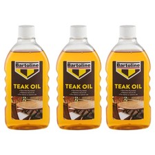 3x Bartoline Teak Oil Wood Furniture Sealer Protector Exterior Interior 500mL 15.99 per litre