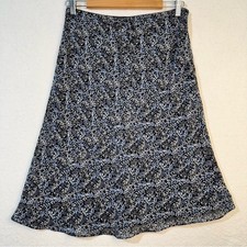 Old Navy Black  Blue Dark Floral Dainty A-Line Skirt 90  s VTG Women  s 6