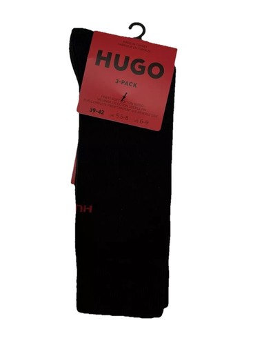 Paquete de 3 calcetines negros de mezcla de algodón suave con logotipo Hugo Boss para hombre talla 5,5-8 - Imagen 3 de 24