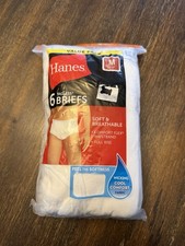 Hanes Mens Medium 32-34" Tagless White Briefs Value Pack 6 Pairs SEALED