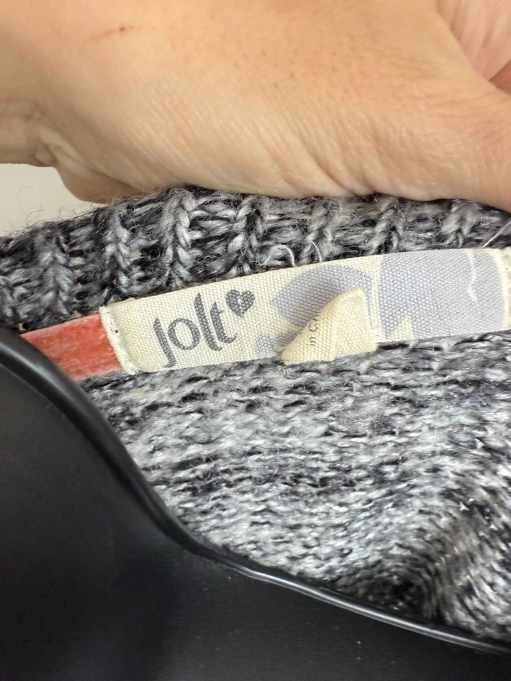 Suéter Pullover Para Mujer Jolt Búho Tejido Jaspeado Gris Talla Grande Foto 3 de 4