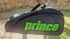 Vintage Prince Tour Team Pro 6 Pack Tennis Bag Black and Green w Shoulder Strap
