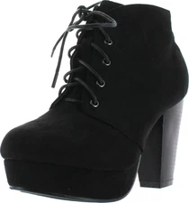Women'S Comfort Chunky Heel Lace up Ankle Booties
