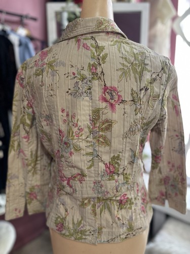 Vintage Y2K Floral Print Blazer Jacket Cropped Preppy 2000s Coquette S/M - Picture 6 of 7