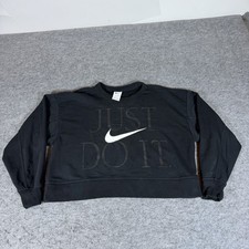 Nike Sportswear Just Do It Crop Crewneck Sweatshirt Women Small Black