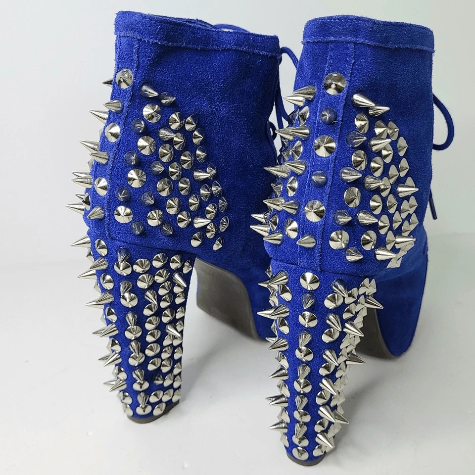 Botas para mujer Jeffrey Campbell 8 Lita Spike azul cobalto con cordones Y2K plataforma-leer Foto 4 de 4